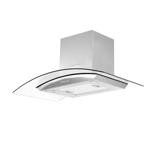 Campana Extractora Challenger  Tipo Península  de 80 cm Cristal -Inox