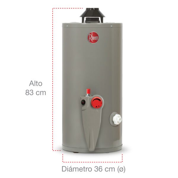 Calentador Rheem de acumulación  de 10 Galones Gas Natural Gris - Image 4