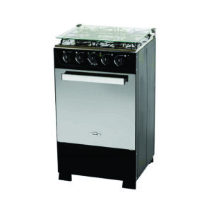 Estufa Haceb Romero Reflex de  4 puestos gas Natural con  horno gas y gratinador eléctrico  120V Tapa Vidrio Negra