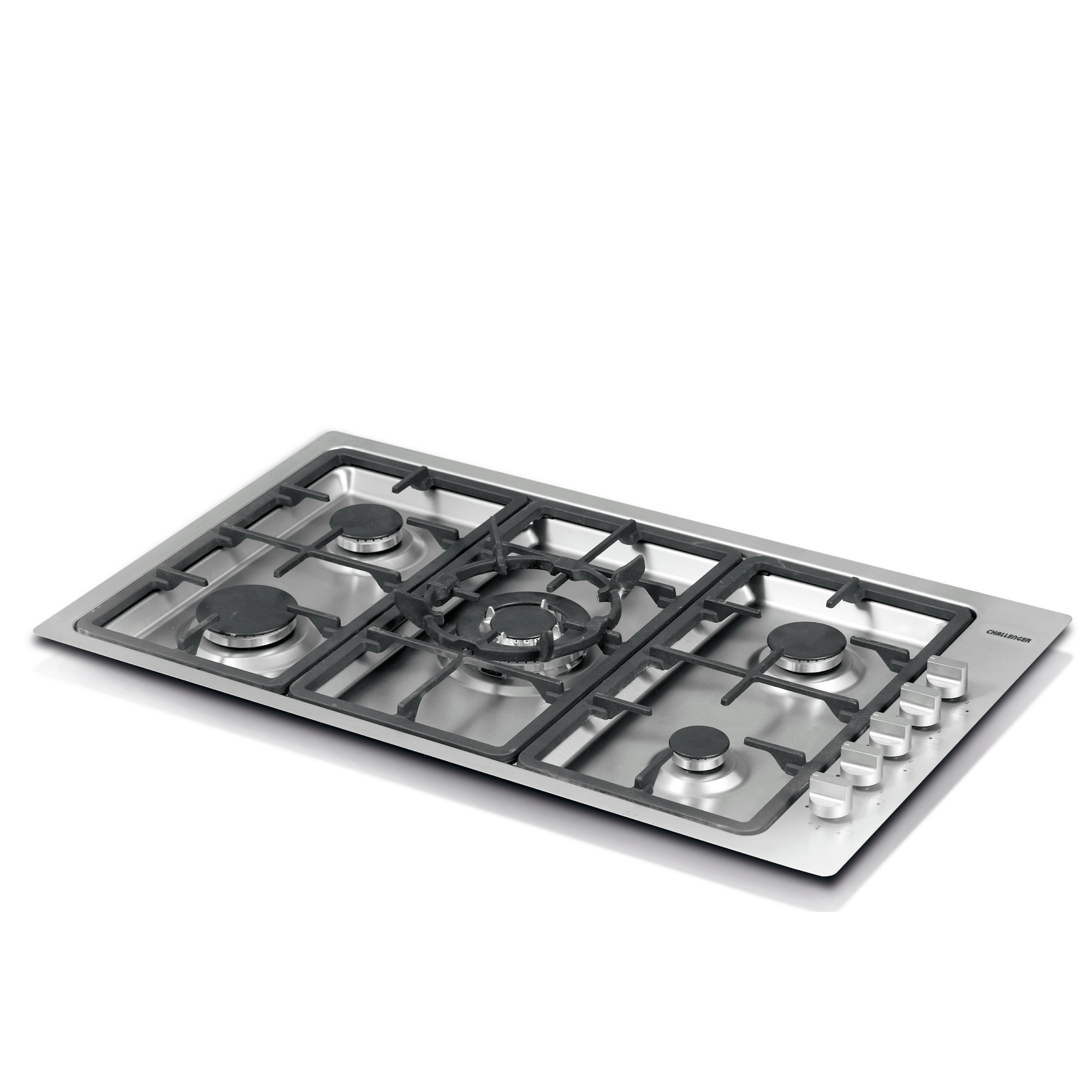 Estufa Challenger de Empotrar 5 Puestos gas (1 quemador wok) de 86x 51 cm inox