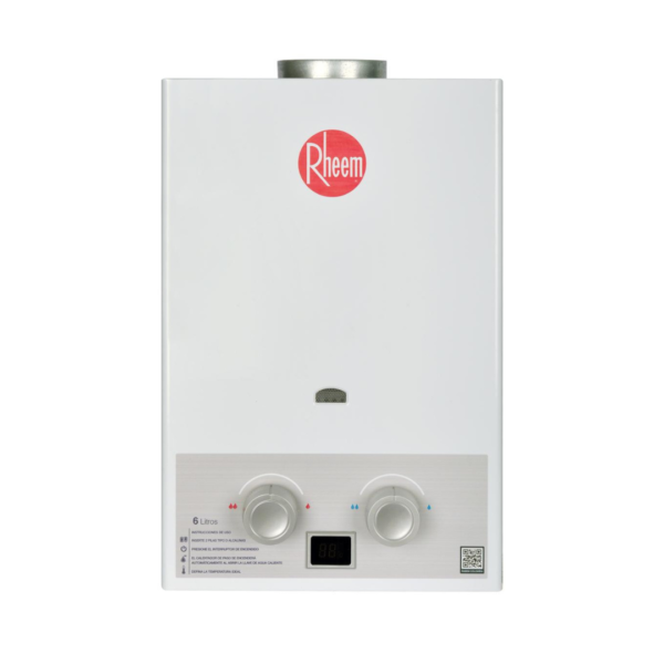 Calentador Rheem de  6 Litros Tiro Natural Automático Gas Natural Blanco