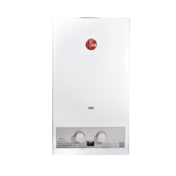 Calentador Rheem de  13 Litros Tiro Natural Gas Propano Blanco