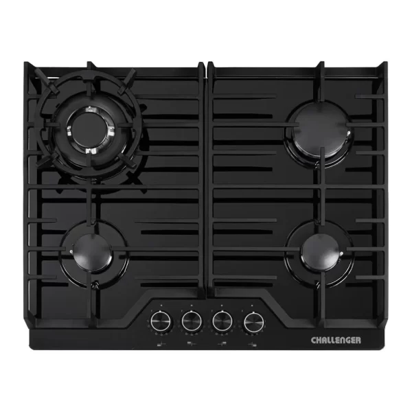 Estufa Challenger de Empotrar 4 Puestos gas (1 quemador Wok) de 65x52 cm cristal