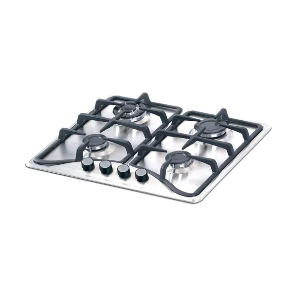 Estufa Challenger de Empotrar  4 Puestos gas (1 quemador wok)de 58.5x 51 cm mando frontal  parrilla fundida inox