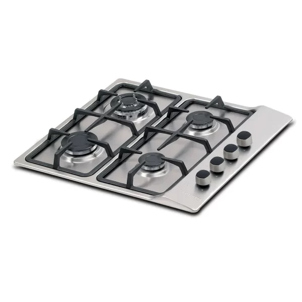 Estufa Challenger de Empotrar  4 Puestos gas (1 quemador Wok) de 58.5x 51 cm inox parrilla fundida