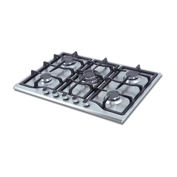 Estufa Challenger de Empotrar  5 Puestos gas (1 quemador wok) de 76x 52 cm  inox