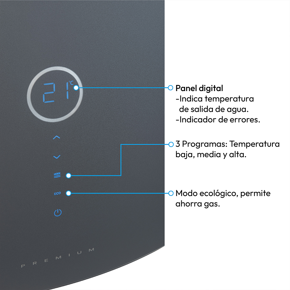 Calentador de Agua Challenger 12 litros Tiro Forzado de Paso Digital a Gas Natural Negro - Imagen 6