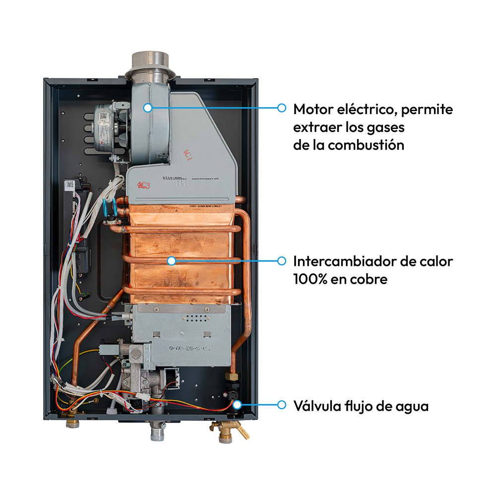 Calentador de Agua Challenger 12 litros Tiro Forzado de Paso Digital a Gas Natural Negro - Imagen 2