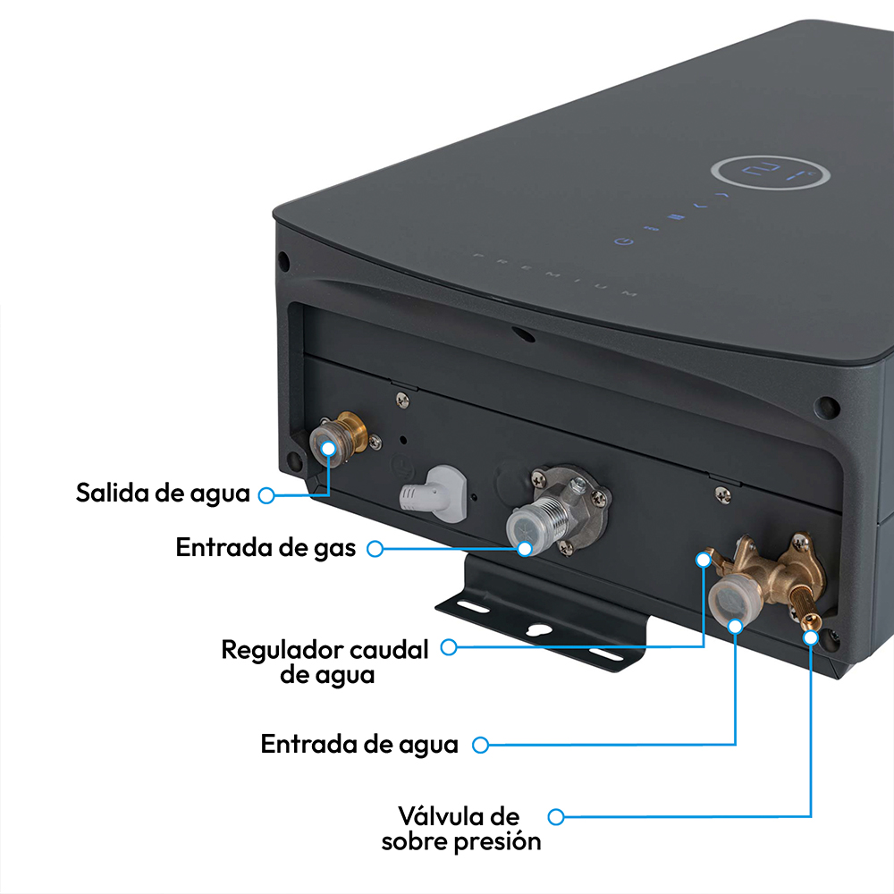 Calentador de Agua Challenger 12 litros Tiro Forzado de Paso Digital a Gas Natural Negro - Imagen 3