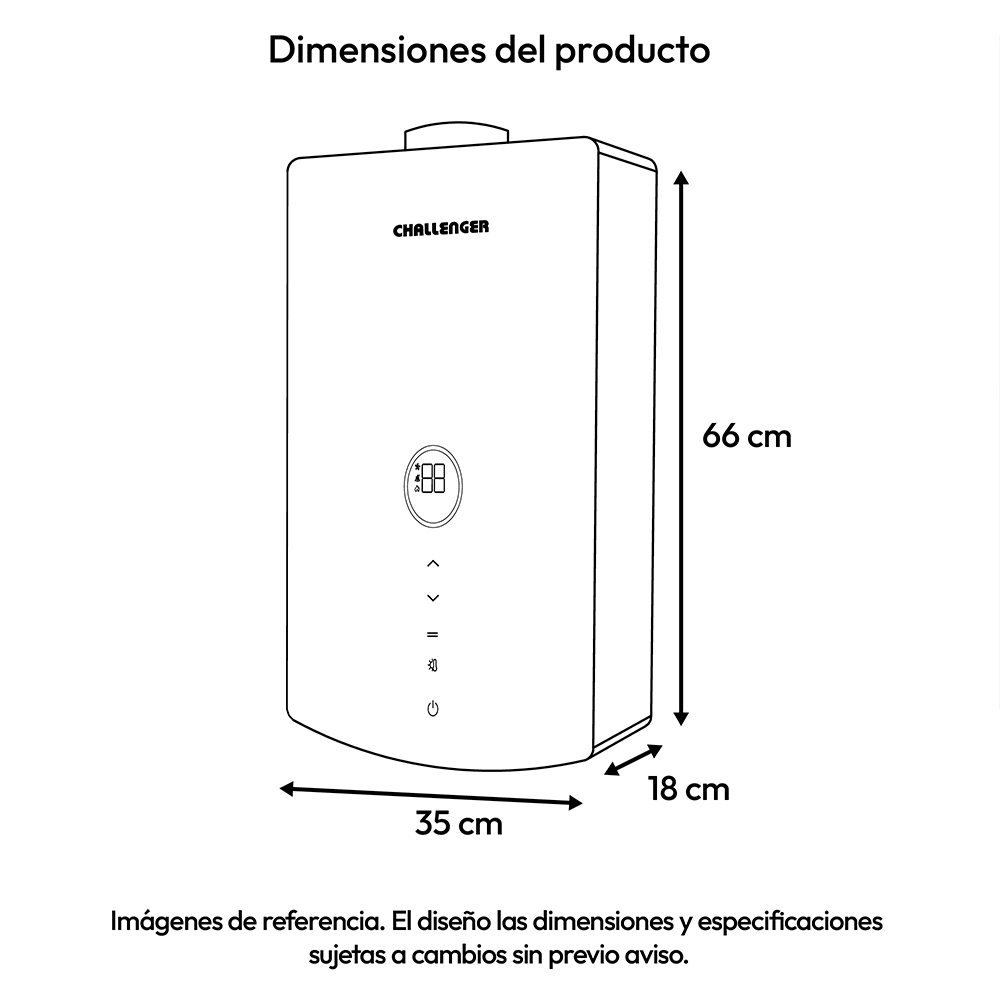 Calentador de Agua Challenger 12 litros Tiro Forzado de Paso Digital a Gas Natural Negro - Imagen 4