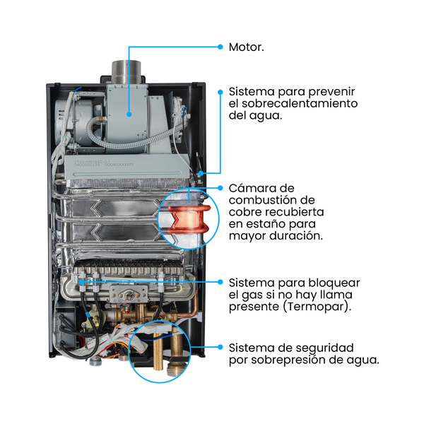 Calentador de Agua Challenger 16 litros Tiro Forzado de Paso a Gas Natural Negro - Imagen 9