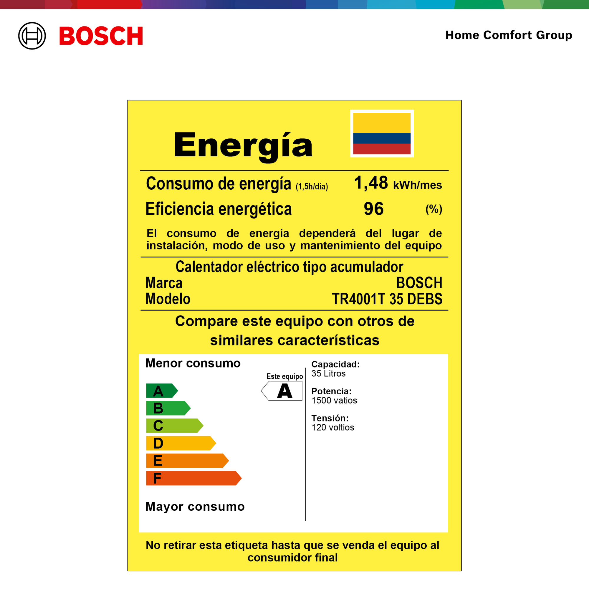 Calentador de Agua de acumulación Eléctrico Bosch 35 Litros 9.2 Galones 120v Smart Tank - Imagen 5