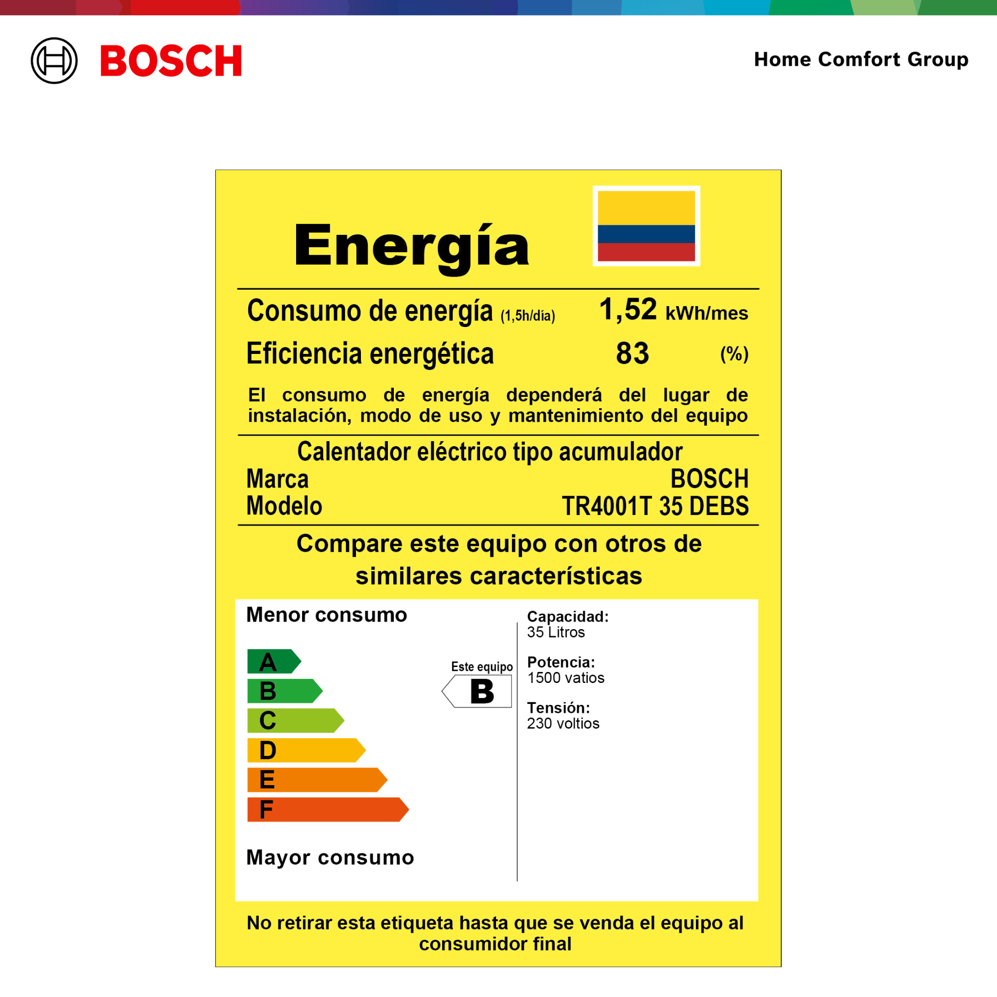 Calentador de Agua de Acumulación Eléctrico Bosch 35 Litros 9.2 Galones 220v Smart Tank - Imagen 5