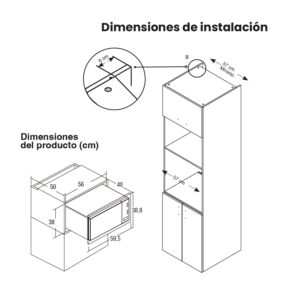 Horno Microondas de Empotrar Challenger de 25 litros con dorador Inox-Negro 120 V - Imagen 7