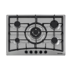 Estufa Challenger de Empotrar 5 Puestos gas (1 quemador Wok) de 70.2x51.2 cm Parrilla Fundida Termopar Inox