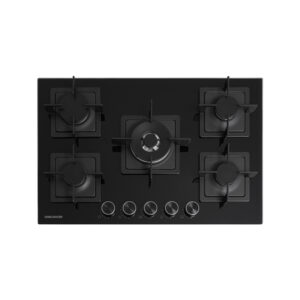 Estufa Challenger de Empotrar 5 Puestos gas (1 quemador Wok) de 76.2x50 cm Parrilla Fundida Termopar Cristal