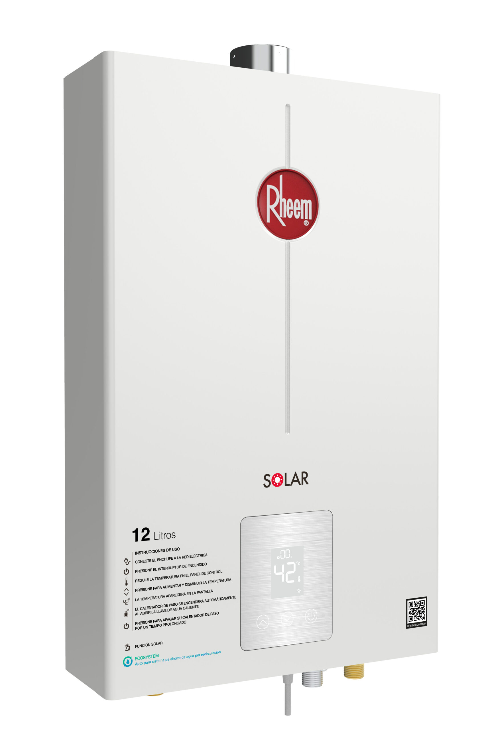 Calentador de paso Rheem 12 litros Tiro Forzado Digital Gas Propano - Imagen 3